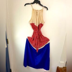 Runway couture Red white and Blue Maxi Dress Size Large